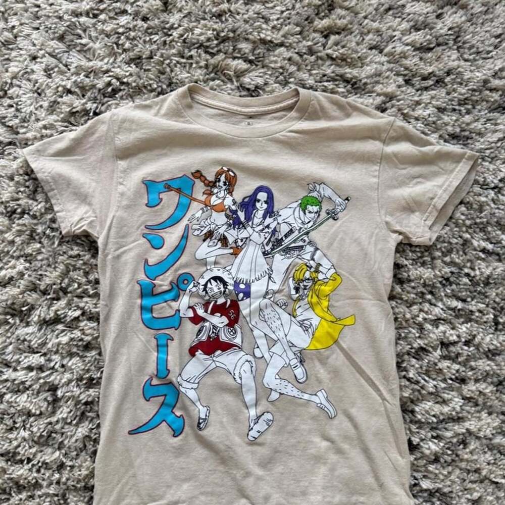 One Piece Film Red Anime T-Shirt Size S Cream Graphic Tee
